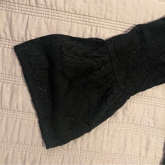Chico's Black crochet Lace Bell Sleeve Blouse - Picture 4 of 6